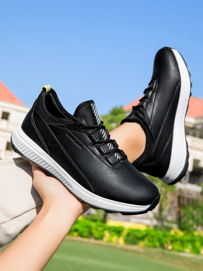 Golf Sports Shoes for Men, Waterproof High-Quality Leather Golf Competition Sports Shoes, Formal Golf Course Training Shoes for Men