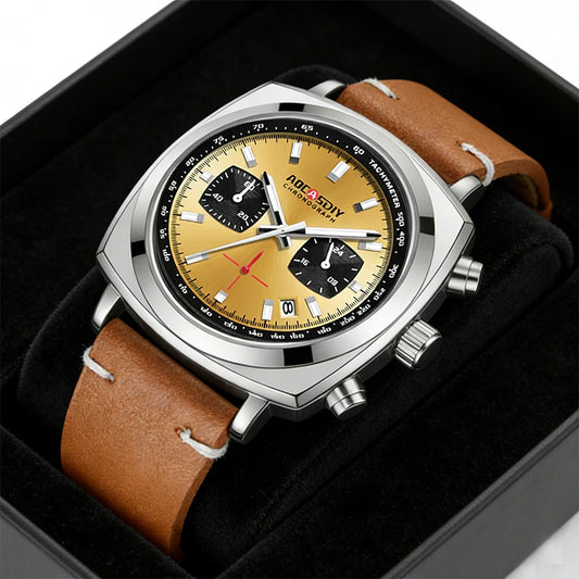 2026 New Square Watches for Men Multi-Functional Three-Eye Six-Pin Timing Waterproof Chronograph Quartz Watch Relogio Masculino