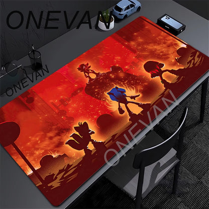 XXL Desk Mat Anime Sonic The Hedgehog Mouse Mat With Pad Gaming Accessories Prime Gaming Keyboard Pad Padding Mat