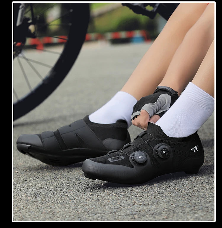 Cycling shoes road bike unisex, HsYixin breathable SPD self-locking non-slip racing road bike shoes flat MTB bicycle sneakers