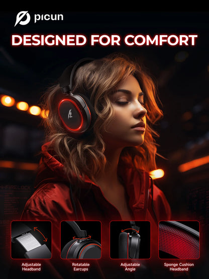 Auriculares gaming inalámbricos Picun G2 Bluetooth 5.3 – Sonido envolvente 7.1, micrófono ENC, batería de 100H y baja latencia para PC, PS5, PS4, Switch y móviles