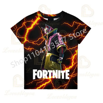 Kinder 100-160cm Hot Sale F-Fortnited Sommer-T-Shirt für Jungen und Kleinkinder, lustige Gaming-T-Shirts, modisches Geburtstagsgeschenk für Mädchen und Jungen