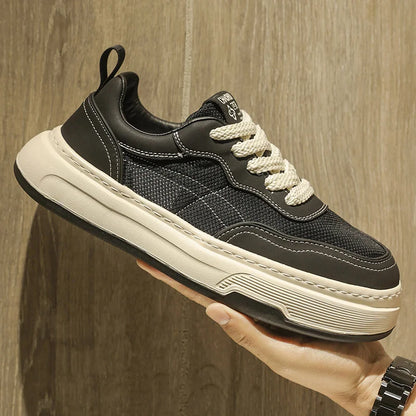 Ultraleichte atmungsaktive Mesh-Sneaker für Herren 2025 – modische Freizeitschuhe mit dicker Sohle, komfortable Schnür-Trainer für tägliche Spaziergänge