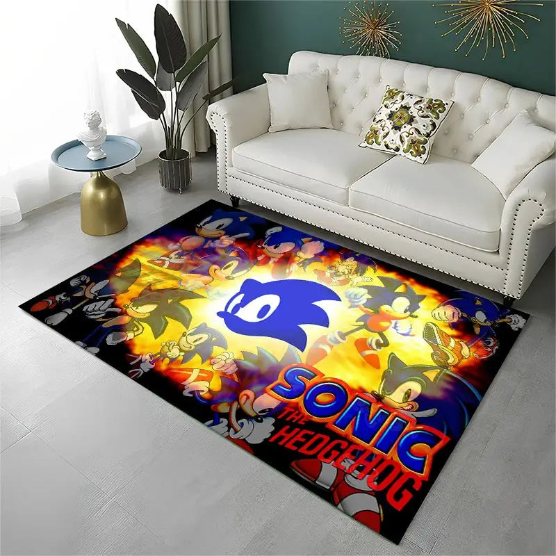Classic Game S-Sonic Cartoon Non-Slip Area Rug for Living Room,Bedroom,Playroom,Soft Carpet Floor Mat Home Decor Rug Kids Room