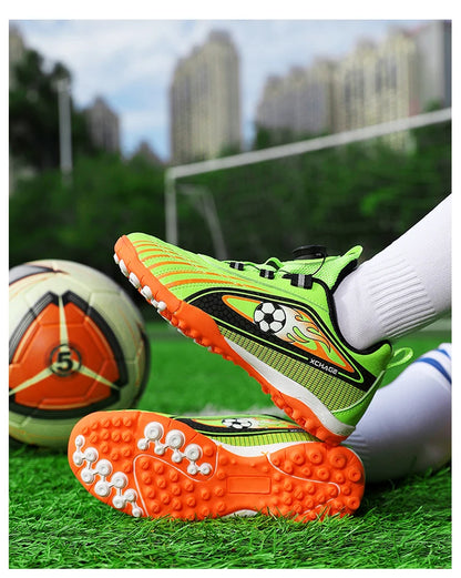 Children's Rotating Buckle Sneakers Students Competition Training Football Shoes Fashionable Lightweight Anti-slip Footwear