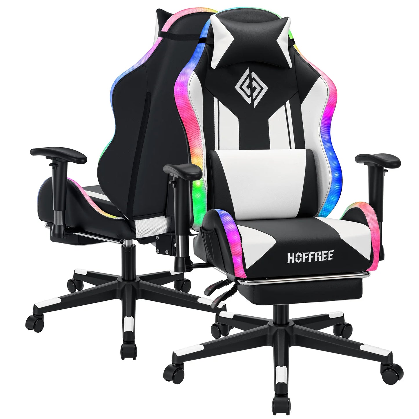 LED Gaming Chair for Children 8-15 Years, Adjustable Gamer Chair with LED Lighting, Footrest & Lumbar Support, Ergonomic PC Chair
