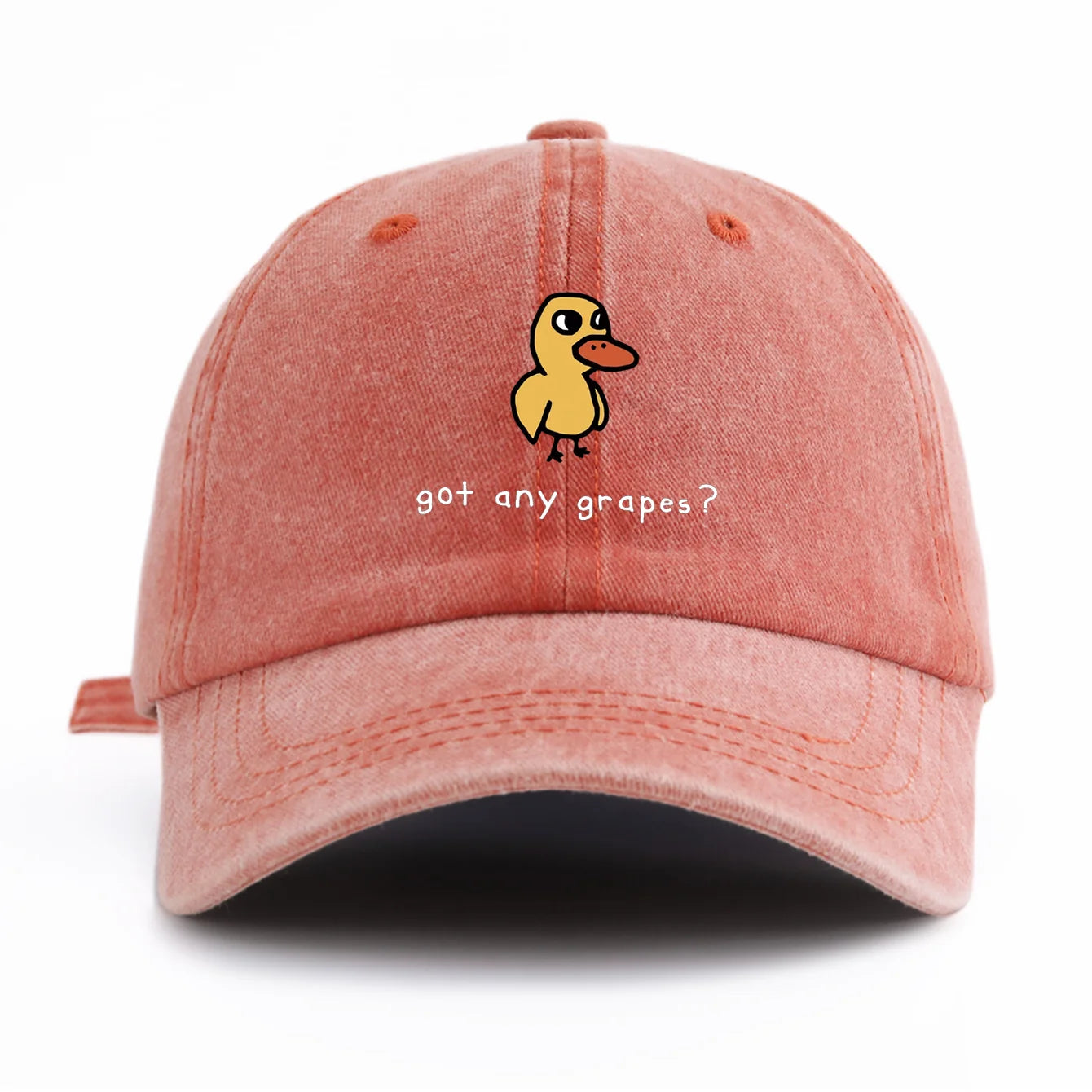1pc GOT ANY GRAPES Print Washed Baseball Cap for Adults,Minimalist Retro Style Casual Soft Adjustable Dad Hat,Perfect As Gift