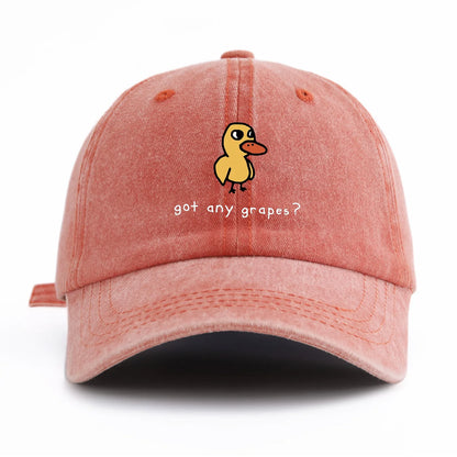 1pc GOT ANY GRAPES Print Washed Baseball Cap for Adults,Minimalist Retro Style Casual Soft Adjustable Dad Hat,Perfect As Gift
