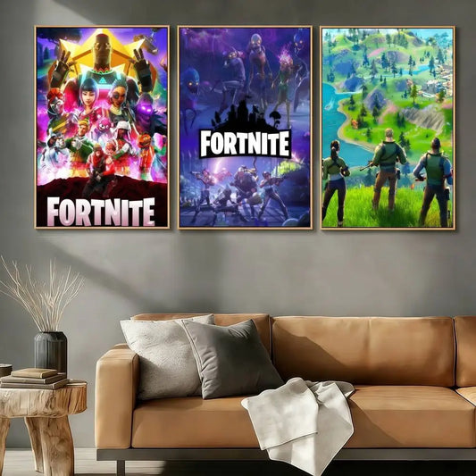 F-FORTNITES-ES Online-Game-Poster-Aufkleber Kunstdruck Retro Vintage Wanddeko HD Wohnzimmer Homeoffice Geschenkidee