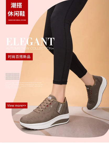 Scarpe casual da donna outdoor con suola spessa, platform alla moda, taglia grande 42, fondo piatto, scarpe sportive per camminata e corsa