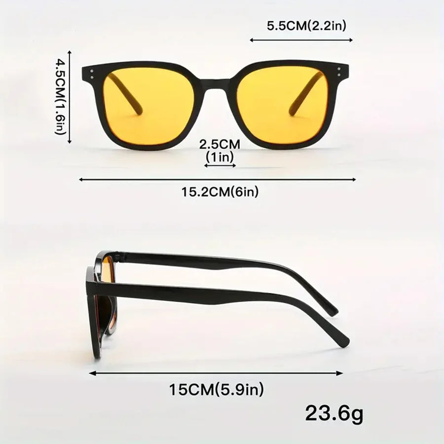 6-Piece Set Fashionable Unisex Sunglasses Square Retro Polygons Women's Black Vintage Stylish Men's And Women's Sunglasses