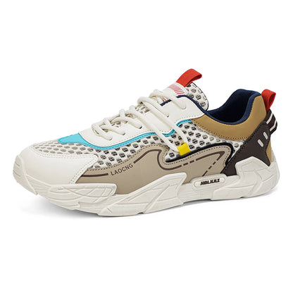 Mens Sports Shoes Summer Mesh Casual Fashion Lace Up Walking Shoes 2026 New Youth Daily Commuting Comfortable Versatile Sneakers