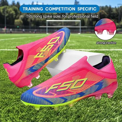 AG/FG Soccer Cleats for Men Women Kids Youth PU Fabric Upper TPU Sole Non-Slip Wear-Resistant for Natural Grass Sports Pitch Training