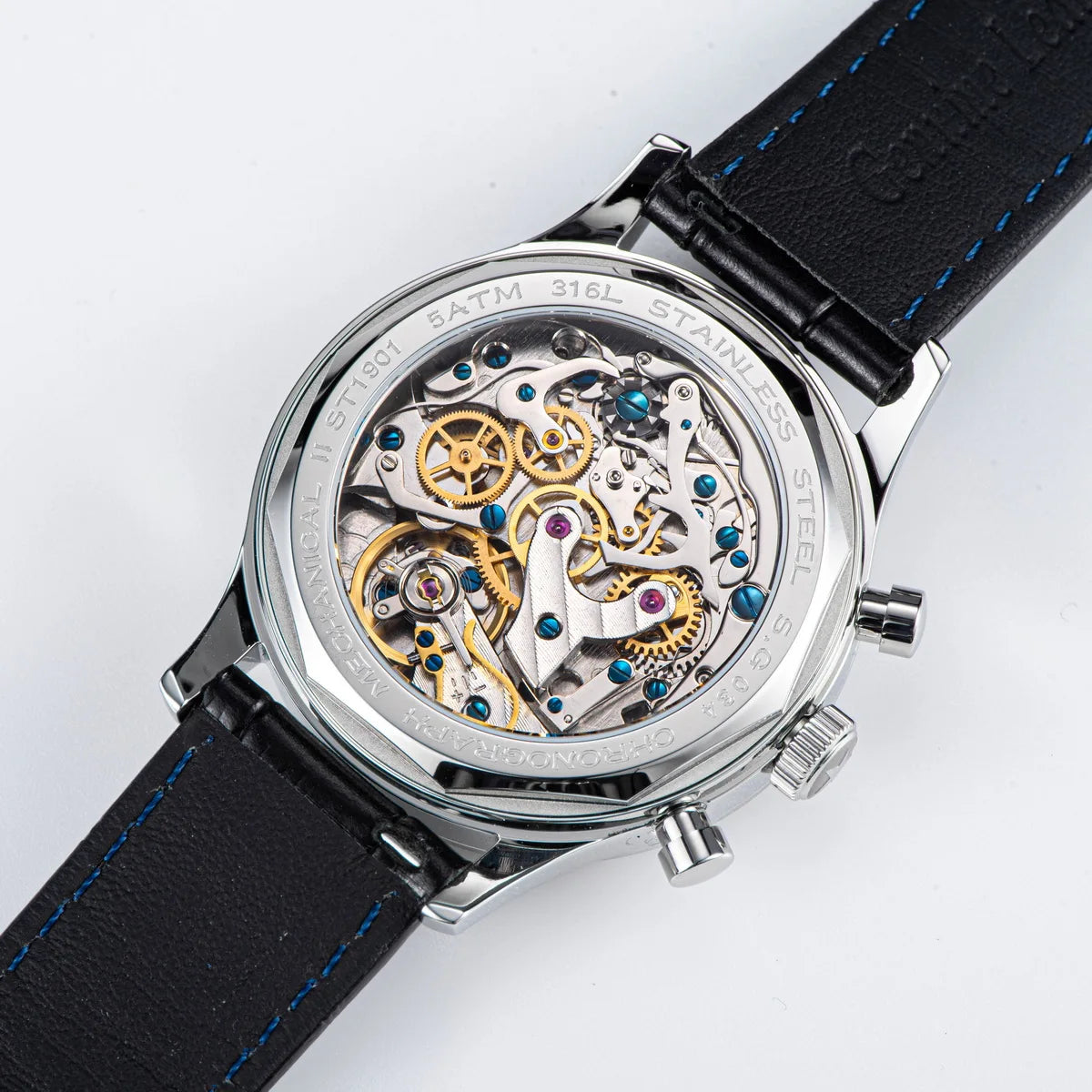 Sugess 1963 Pilot Watch Men Mechanical Chronograph Panda Wristwatch Air Force Sapphire Waterproof for Seagull Movement ST1901 v3
