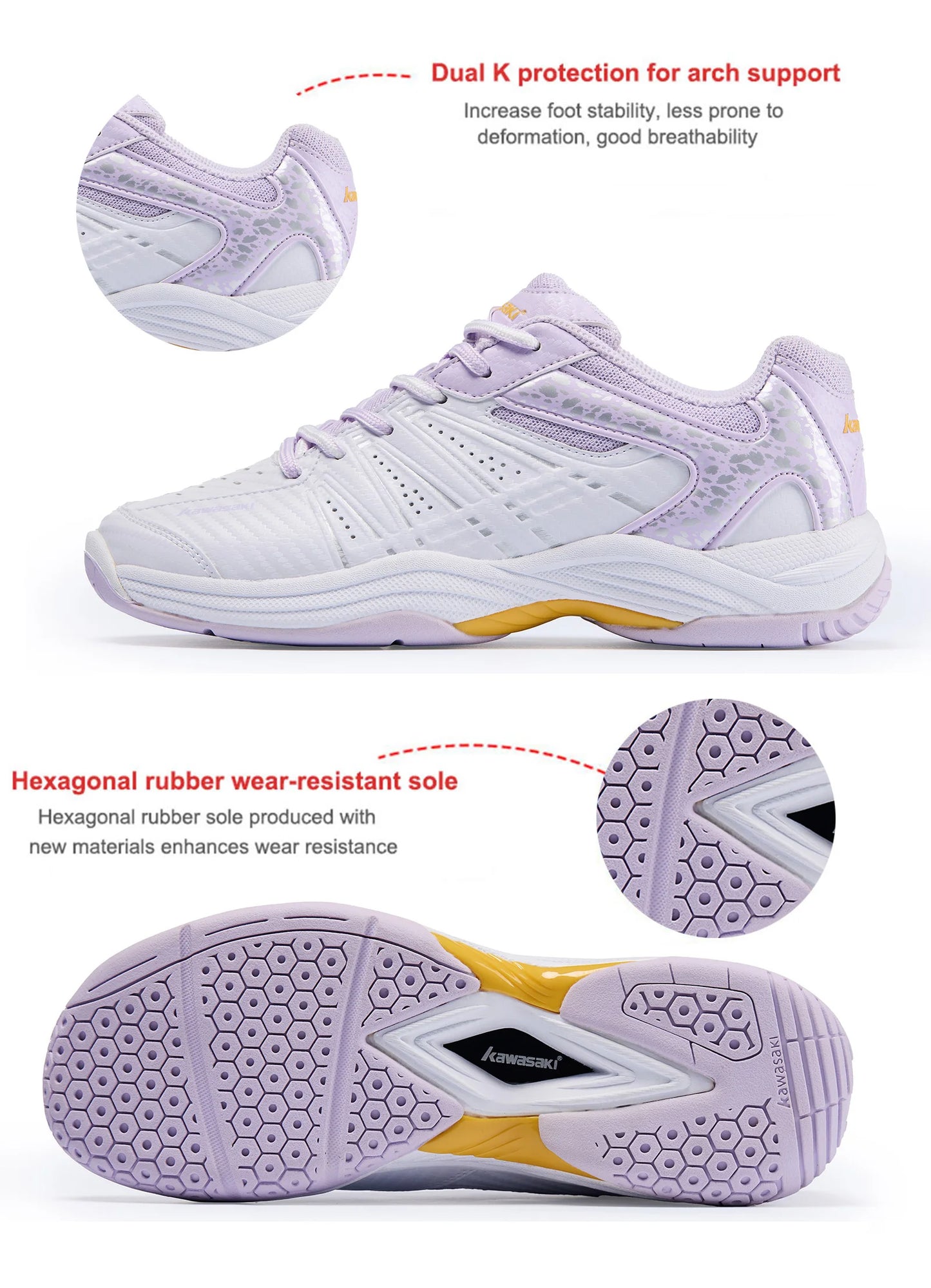 Kawasaki Badminton Shoes Professional Anti Torsion Women's Table Tennis Shoes Sneakers K-065D tenis deportivos mujer