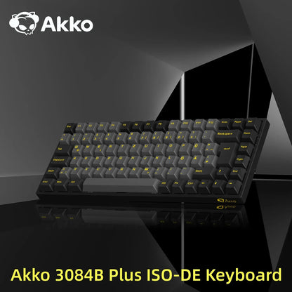 Akko 3084B Plus Black & Gold 75% ISO-DE Layout Mechanical Gaming Keyboard Hot-Swappable Multi-Modes 2.4GHz / USB Type-C / BT 5.0