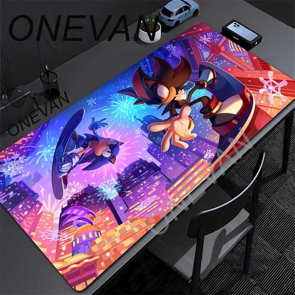 XXL Desk Mat Anime Sonic The Hedgehog Mouse Mat With Pad Gaming Accessories Prime Gaming Keyboard Pad Padding Mat