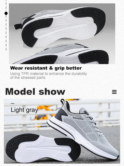 Baasploa Men's Running Shoes Brand, Male Designer Mesh Casual Sneakers, Lightweight Lace-Up New Male Outdoor Sports Tennis Shoes