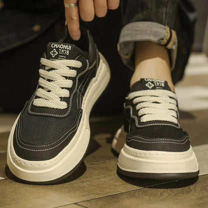 Ultraleichte atmungsaktive Mesh-Sneaker für Herren 2025 – modische Freizeitschuhe mit dicker Sohle, komfortable Schnür-Trainer für tägliche Spaziergänge