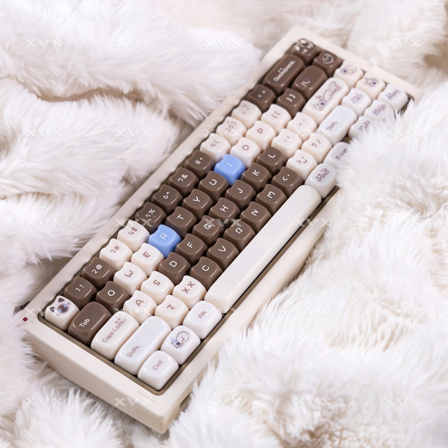 Keycaps XVX 148 Teclas Tema Gato Perfil MAO Keycap Coreana Brilhante e Fofa para Teclado 61 64 68 78 87 96 98 104 108