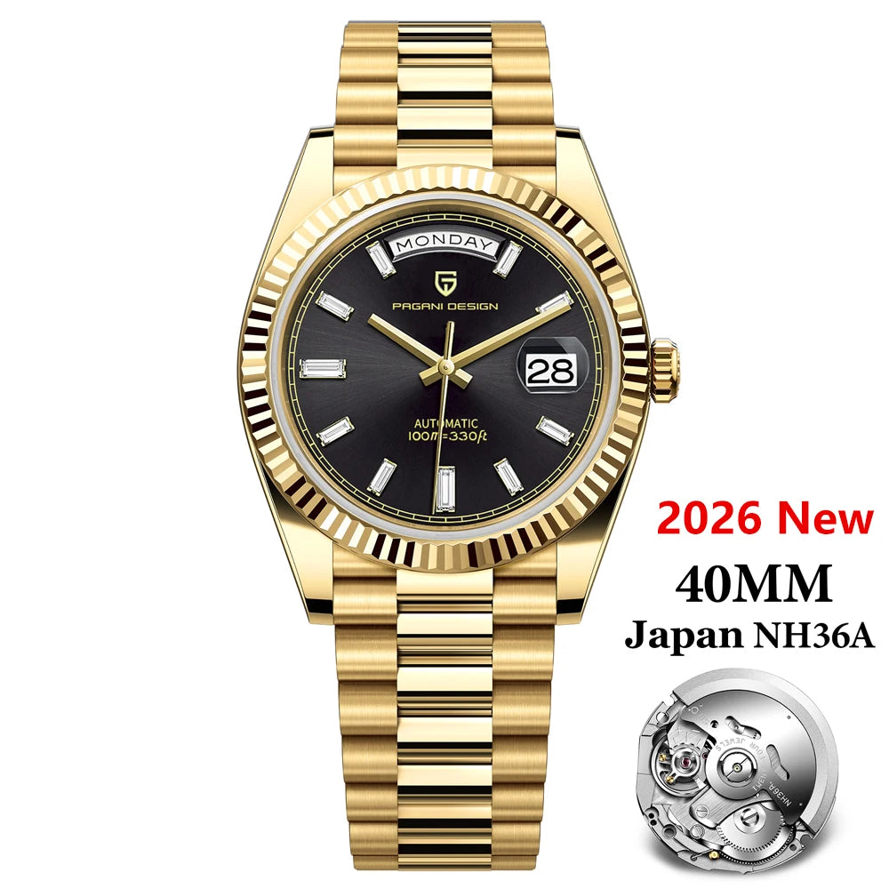PAGANI DESIGN 2026 New DD40 NH36A Men's Watches Luxury Automatic Mechanical Watch For Men AR Sapphire Glass Date Wrist watch Men