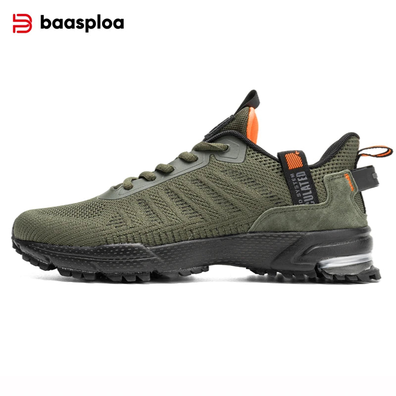 Baasploa Men's Running Shoes Brand, Male Designer Mesh Casual Sneakers, Lightweight Lace-Up New Male Outdoor Sports Tennis Shoes
