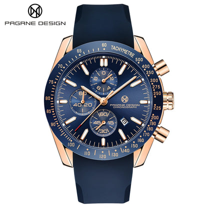 PAGANI DESIGN New 45mm Men Quartz Watch Rubber Belt Men's Luxury Watch Fashion Casual Sports Male Clock Relogio Maasculino