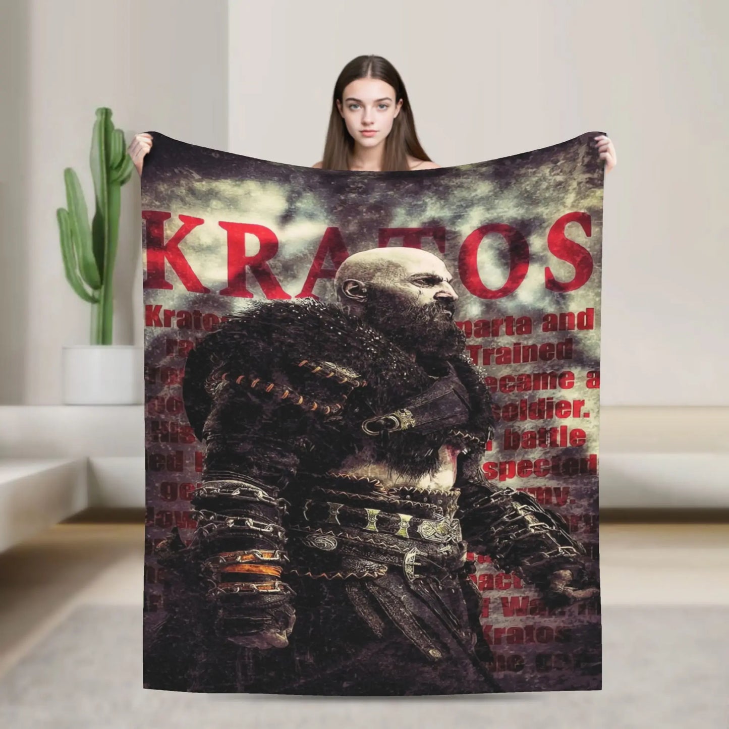 God of War Game Gamers Kratos Warm Blanket  Decorative Plush Throw Blanket Funny Couch Bed Flannel Bedspread Sofa Bed Cover