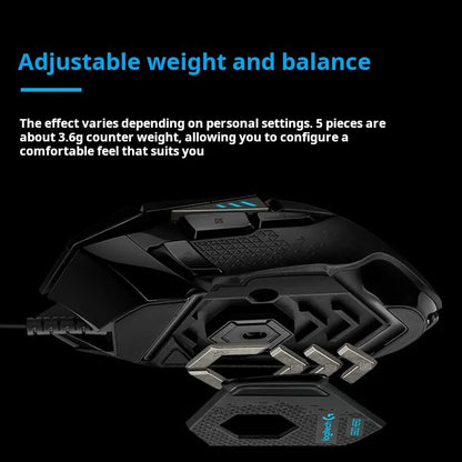 Mouse da gaming con cavo Logitech G502 HERO E-Sports, mouse meccanico RGB con bilanciamento regolabile, macro programmabili per Battle Royale