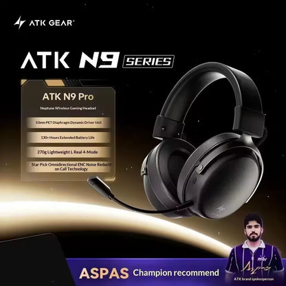 ATK Neptune N9 Wireless Gaming Headset – Low Latency eSports Headphones with Noise Cancelling Mic, Bluetooth 5.3, 4 Modes Dual Connection Gaming Headset