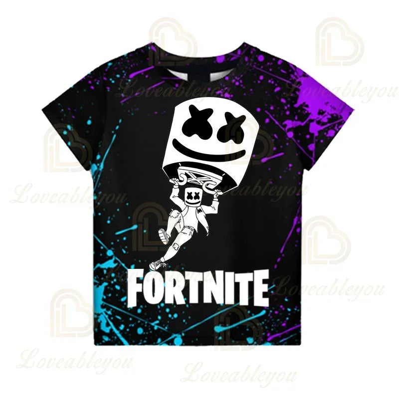 Battle-Royale-T-Shirt Fortnite Victory, T-Shirt für Kinder, Oberteile für Mädchen und Jungen, Harajuku-Shirts, Kinderkleidung 3D, 2025 NEUES DESIGN