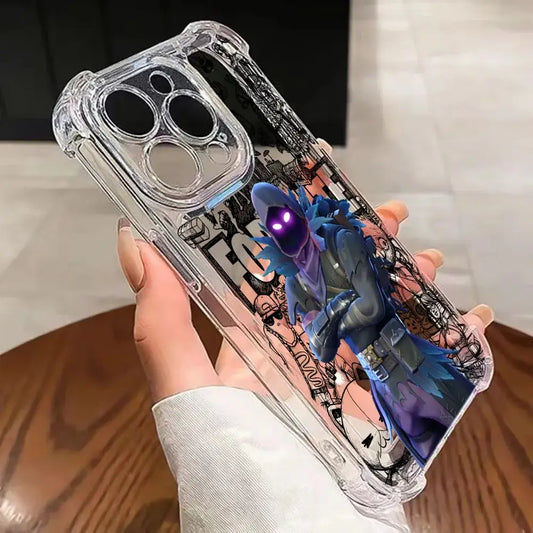 Fortnite-Handyhülle für iPhone 17 16e 16 15 14 13 12 11 Mini Air Pro Max X XR XSMax 7 8 Plus, sturzsichere transparente Schutzhülle