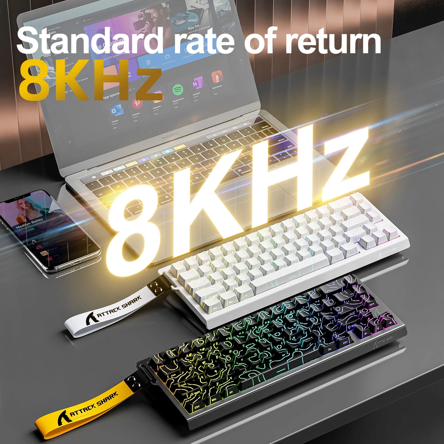 Magnetische Switch-Tastatur ATTACK SHARK X68HE kabelgebunden und FREEWOLF F68 kabelgebunden F68Pro kabellos für Pro-Gaming 8K Hz 0.01mm Rapid Trigger