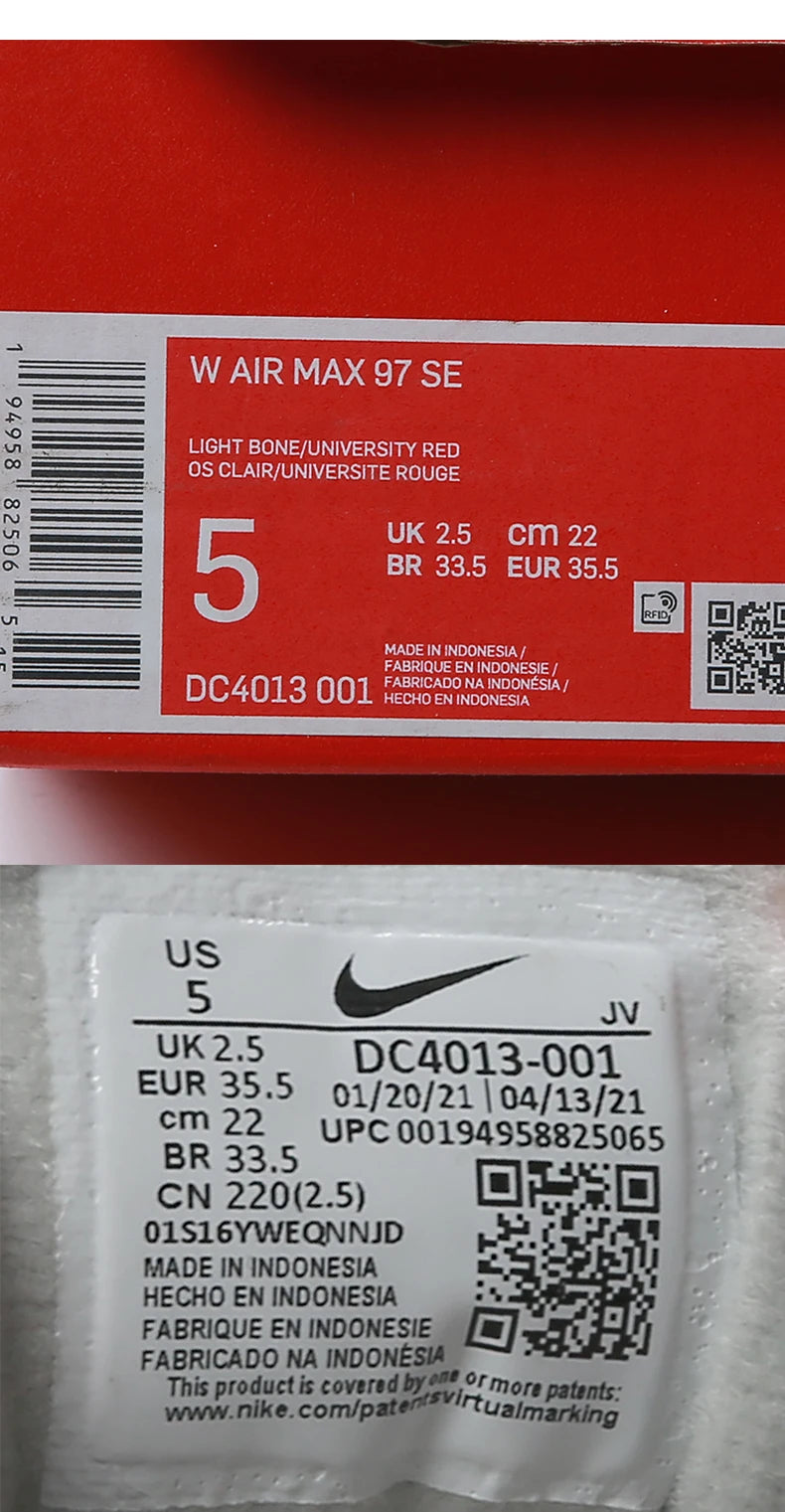Nike originale AIR MAX 97 da donna, sneakers sportive basse con ammortizzazione ad aria DC4013-001