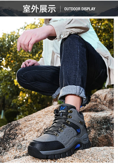 Outdoor Trekking Shoes autumn Winter Men Waterproof Hiking Shoes Mountain Boots Genuine Leather Woodland Hunting Tactical Shoes