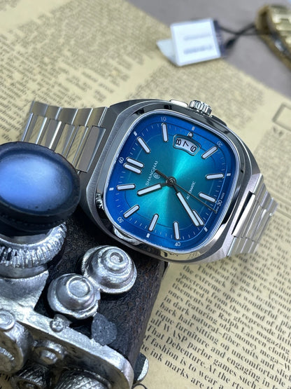 Shanghai Watch Automatic Mechanical Square Dial Men's Watch Luminous Water-Resistant to 50m Date Display Casual Wristwatch SH018