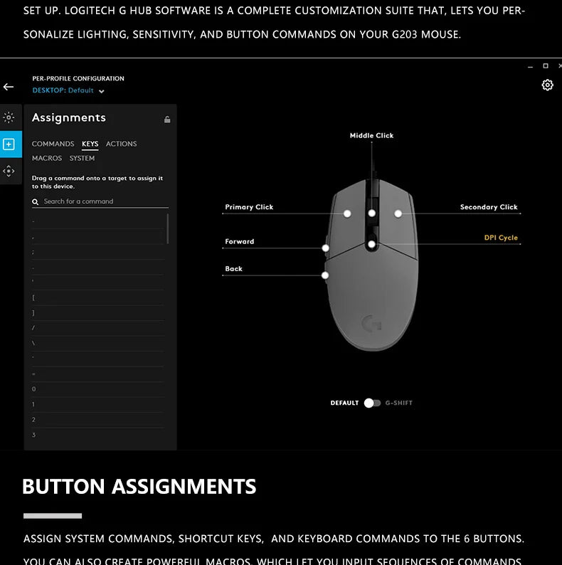 Logitech G203 Wired Gaming Mouse, Esports-Grade, 6 Programmable Buttons & Multi-Color for Competitive Games