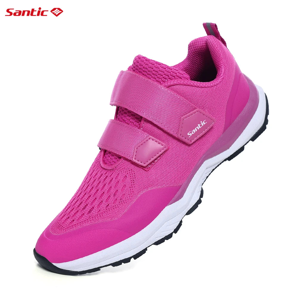 Santic Cycling Shoes Multi-purpose Running SPD Indoor Leisure Shoes Rubber Sole Hook and Loop Design 3D Mesh Fabric Sneakers Unisex