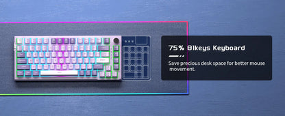MageGee SKY81 75% mechanische Gaming-Tastatur, RGB-Gasket, Hot-Swap-fähige kabelgebundene Custom-Tastatur mit cremiger Schalldämpfung und Drehregler