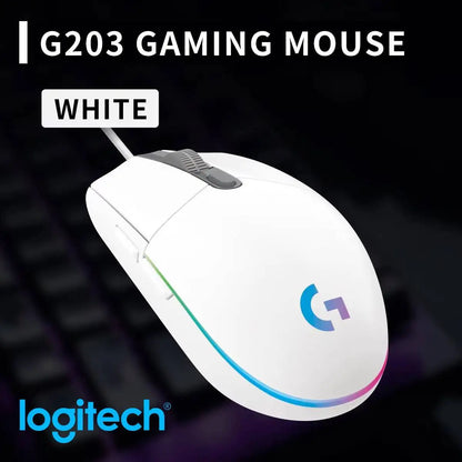 Logitech G203 LIGHTSYNC Mouse Wired 8000 DPI Sensor RGB Sync 6 Buttons Mechanical Tensioning Office-Gaming Dual-Use