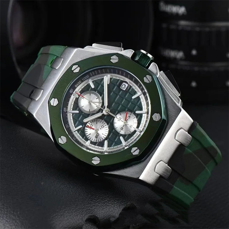 Men's Chronograph Sport Watch Date Display Luxury Chronograph Wristwatch Sport & Business Casual Watch with Rubber Strap