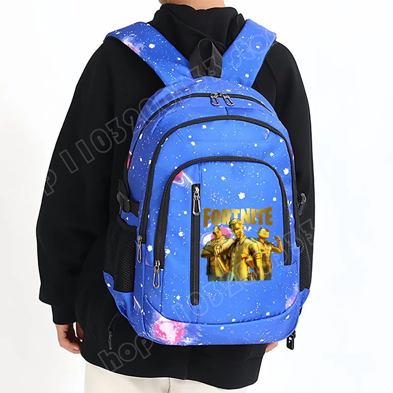 Раница Fortnite Starry Sky с голям капацитет, водоустойчива чанта за лаптоп с принт на игрови персонаж, ученическа раница за момчета и момичета за връщане в училище