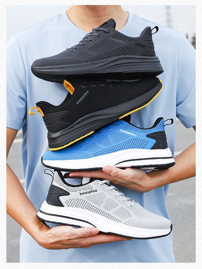 Baasploa Men's Running Shoes Brand, Male Designer Mesh Casual Sneakers, Lightweight Lace-Up New Male Outdoor Sports Tennis Shoes