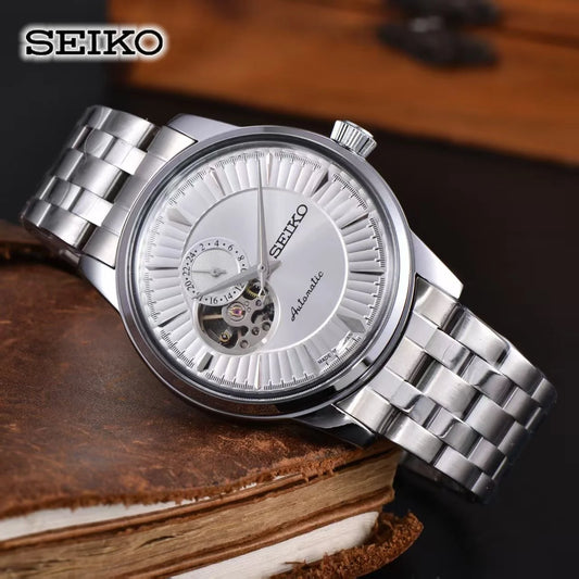 Seiko's new men's and women's business mechanical wristwatch, casual classic stainless steel strap, fashionable couple's watch