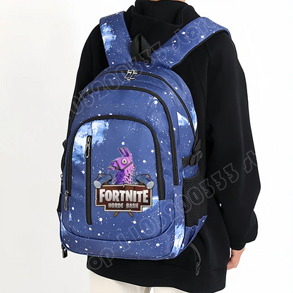 Раница Fortnite Starry Sky с голям капацитет, водоустойчива чанта за лаптоп с принт на игрови персонаж, ученическа раница за момчета и момичета за връщане в училище