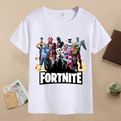 Summer Fortnites Children T-shirt Cartoon Game Figure Printed T-shirt Boys Casual Sports T-shirt Short Sleeves Kids Clothing