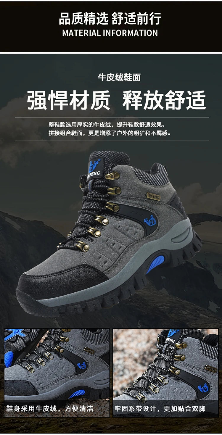 Outdoor Trekking Shoes autumn Winter Men Waterproof Hiking Shoes Mountain Boots Genuine Leather Woodland Hunting Tactical Shoes