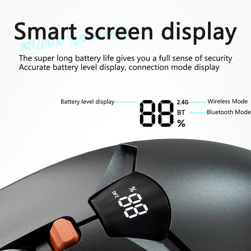 Warvank SX01 kabellose Gaming-Maus mit Smart-Screen-Display, 6-stufiger DPI-Einstellung, 600mAh Akku, leise Bluetooth-Maus fürs Büro