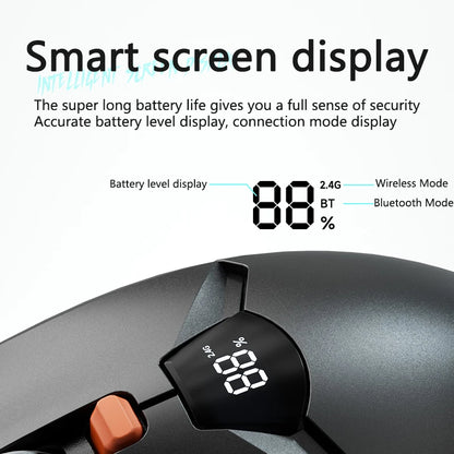 Warvank SX01 kabellose Gaming-Maus mit Smart-Screen-Display, 6-stufiger DPI-Einstellung, 600mAh Akku, leise Bluetooth-Maus fürs Büro