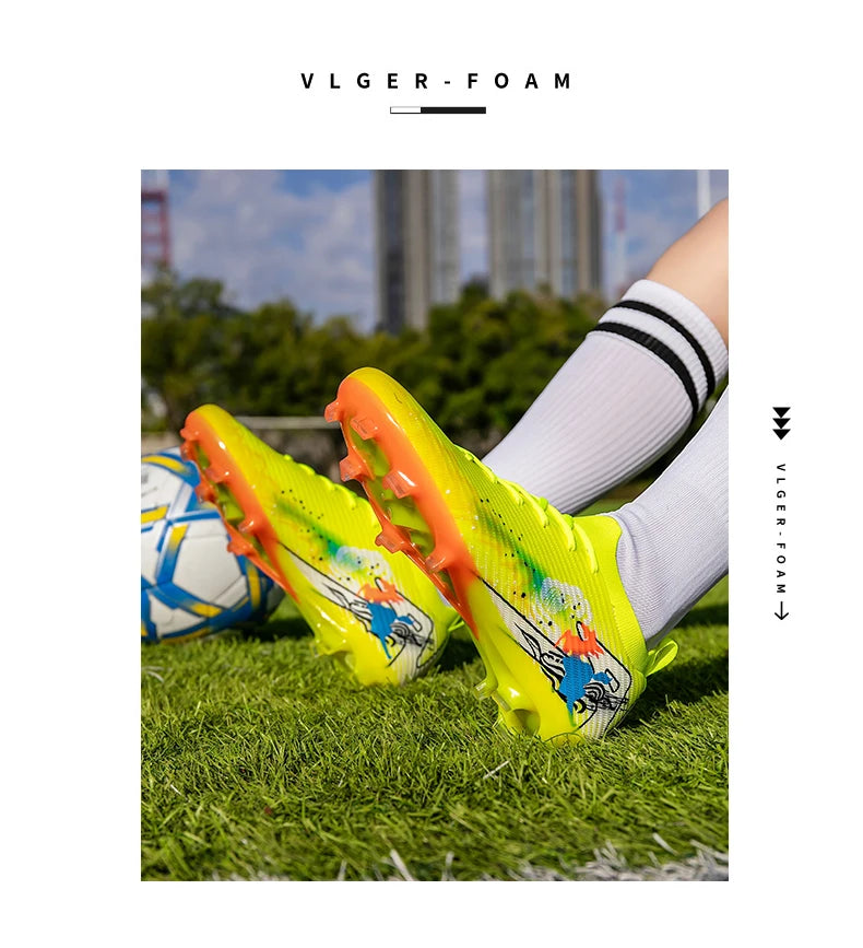 New Men Football Boots Soccer Cleats FG Non-Slip Training Shoes Soccer Shoes Long Spikes Match Ultralight Outdoor Drop Shipping